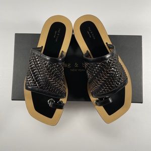 NEW Rag & Bone Leather Sandals Black Avril Woven flats women size 6 on sale